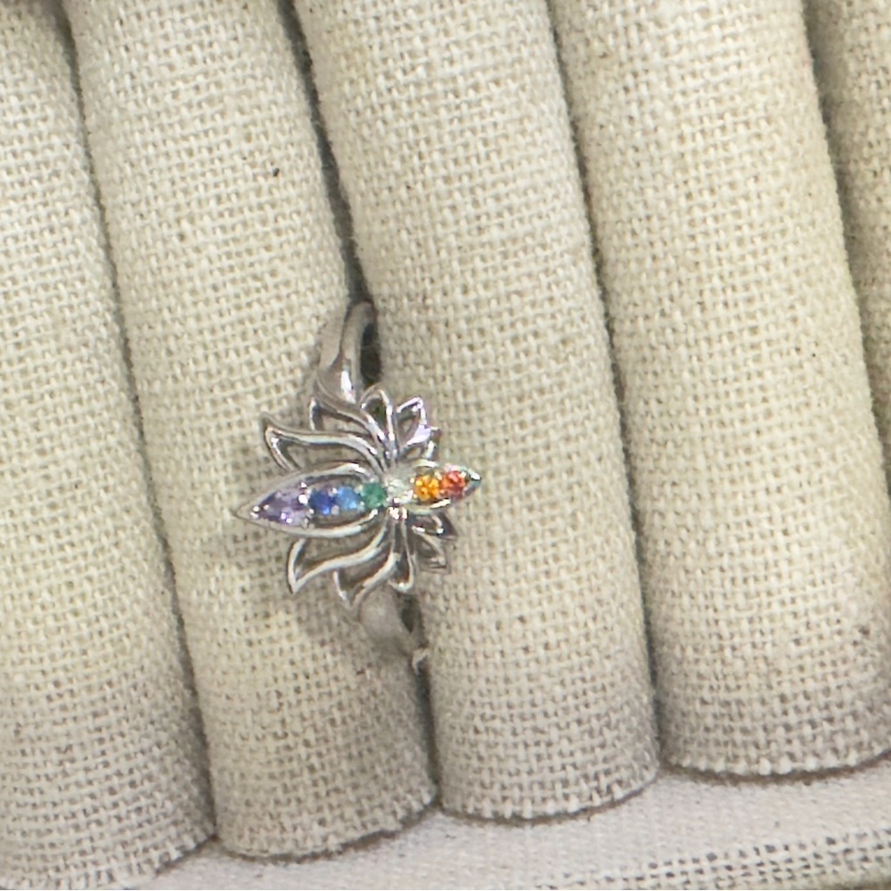 Chakra Silver Multi-Color Gemstone Ring - image 1